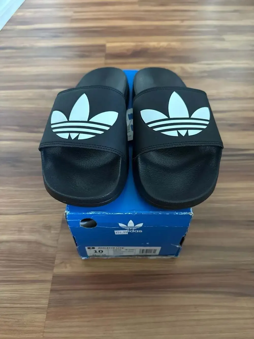 Adidas Adilette Lite Slides Black White Trefoil Logo